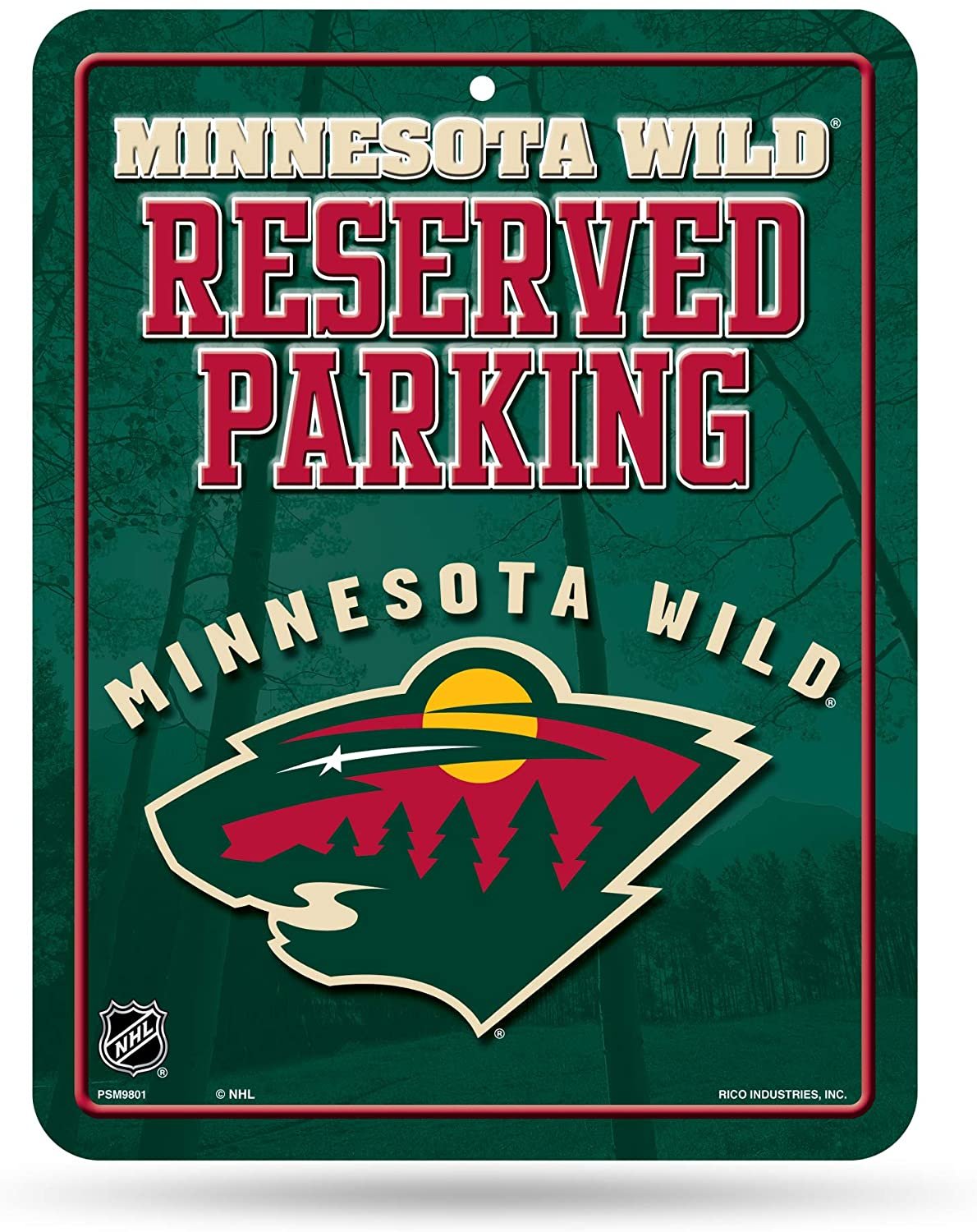 Minnesota Wild 8-Inch by 11-Inch Metal Parking Sign Décor