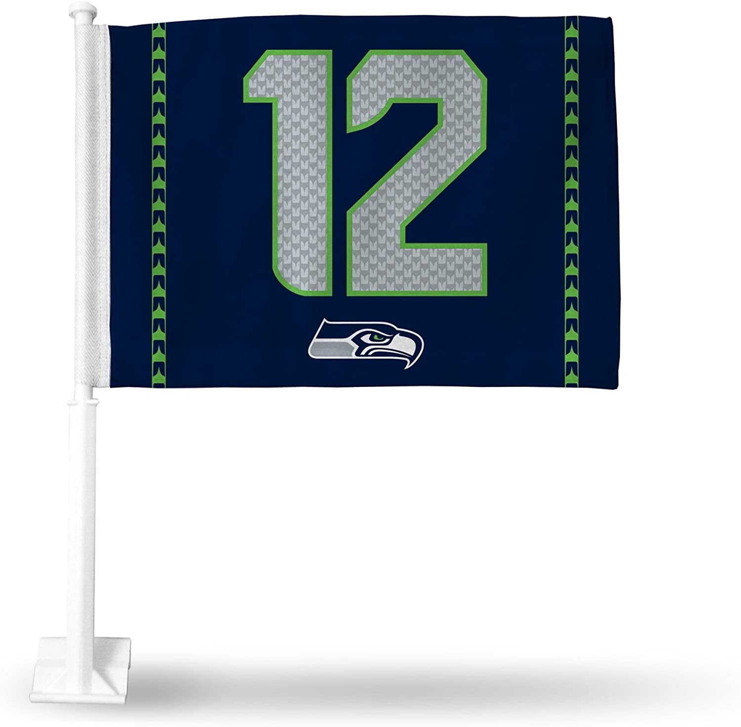 Seattle Seahawks 12th Man Premium Double Sided Car Flag Banner with included Plastic Display Pole