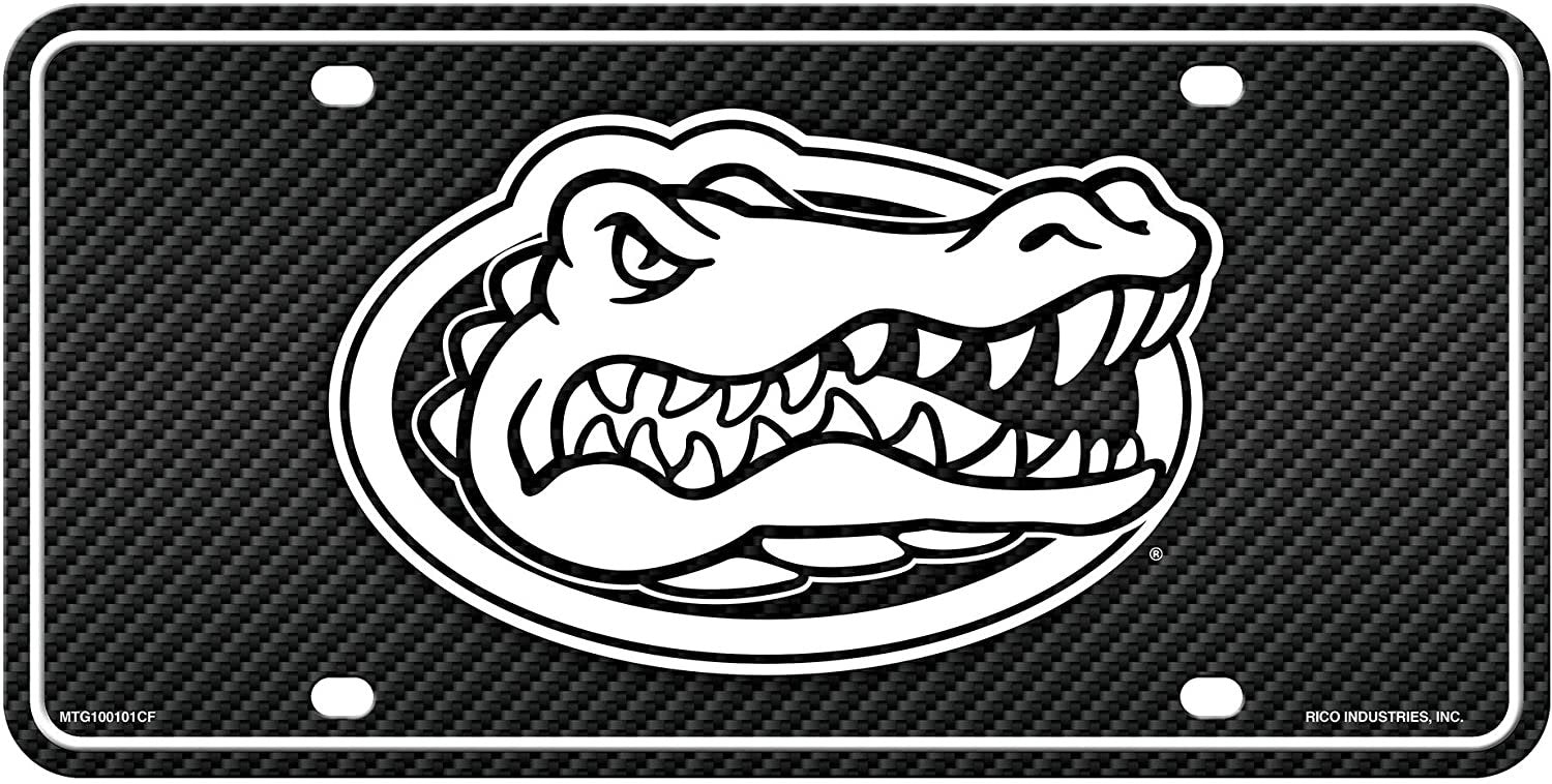 University of Florida Gators Metal Auto Tag License Plate, Carbon Fiber Design, 6x12 Inch