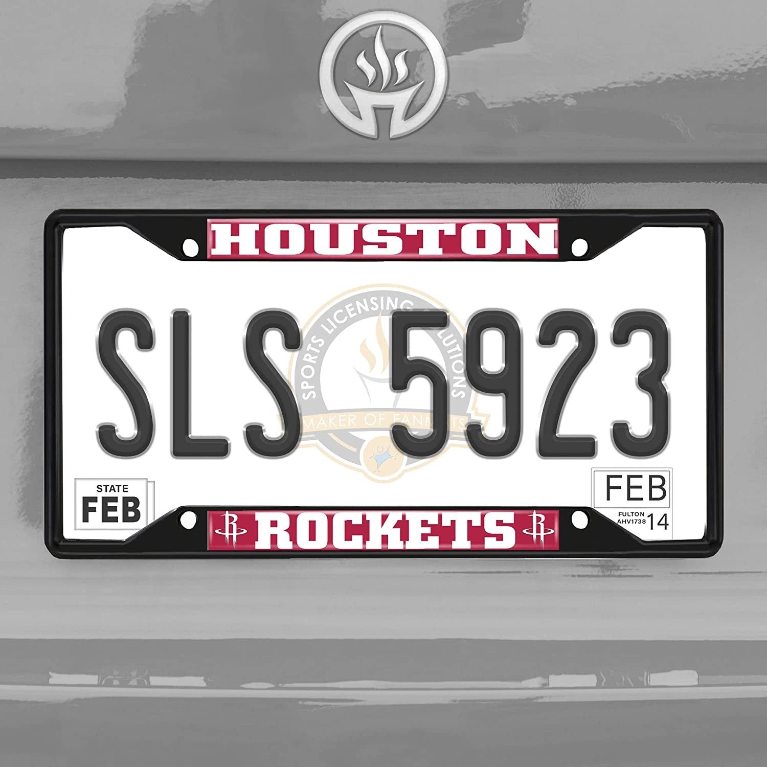 Houston Rockets Black Metal License Plate Frame Tag Cover, 6x12 Inch