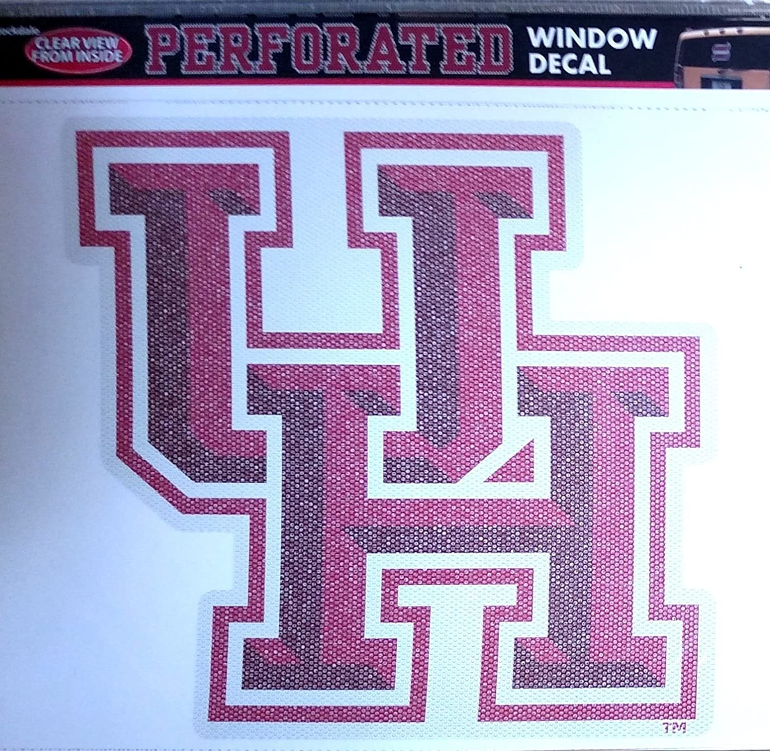 University of Houston Cougars 8 Inch Preforated Window Film Decal Sticker, One-Way Vision, Adhesive Backing
