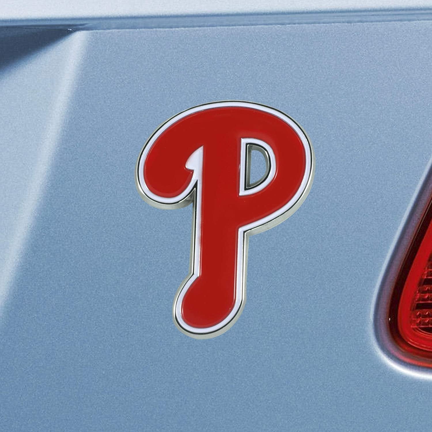 Philadelphia Phillies Solid Metal Color Auto Emblem Raised Decal Adhesive Tape Backing