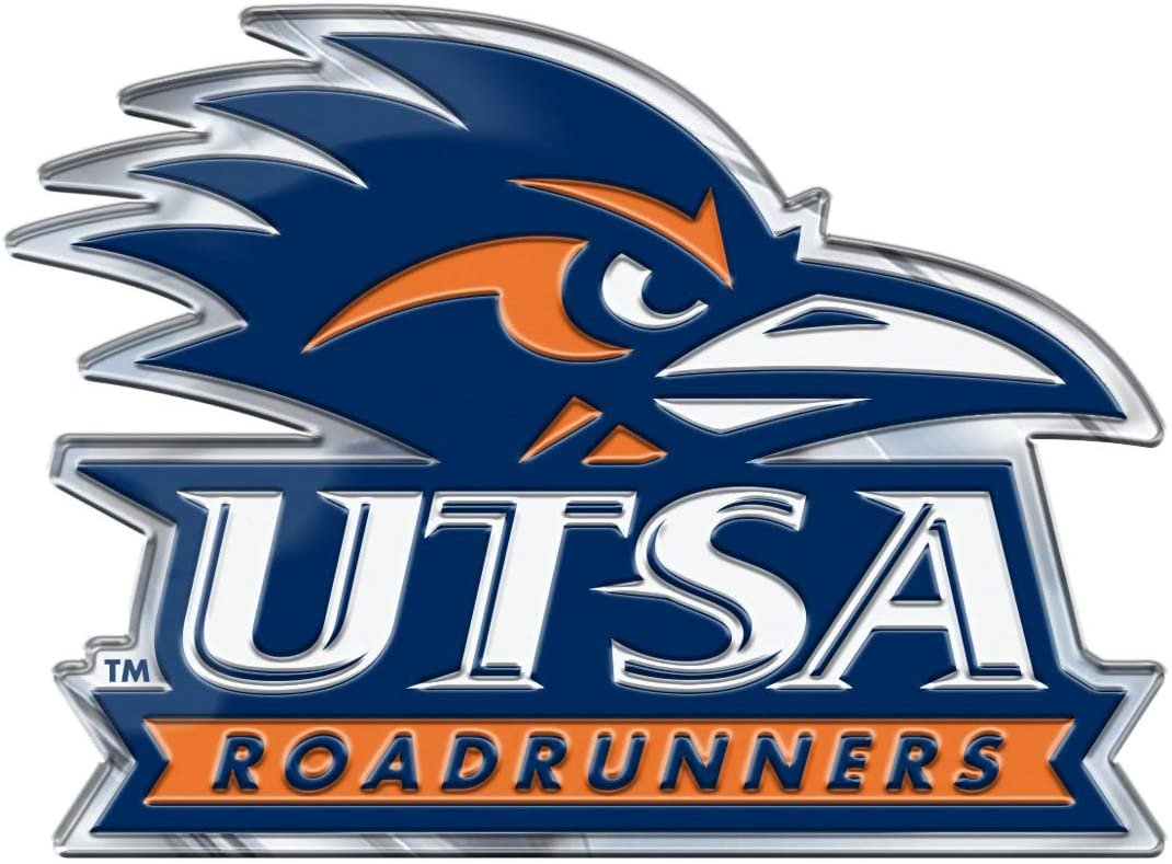 University of Texas at San Antonio Roadrunners UTSA Auto Emblem, Aluminum Metal, Embossed Team Color, Raised Decal Sticker, Full Adhesive Backing