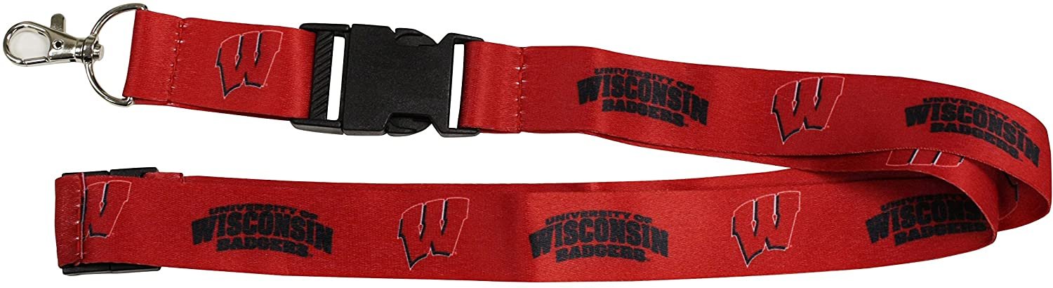 University of Wisconsin Badgers Lanyard Keychain Double Sided Breakaway Safety Design Adult 18 Inch