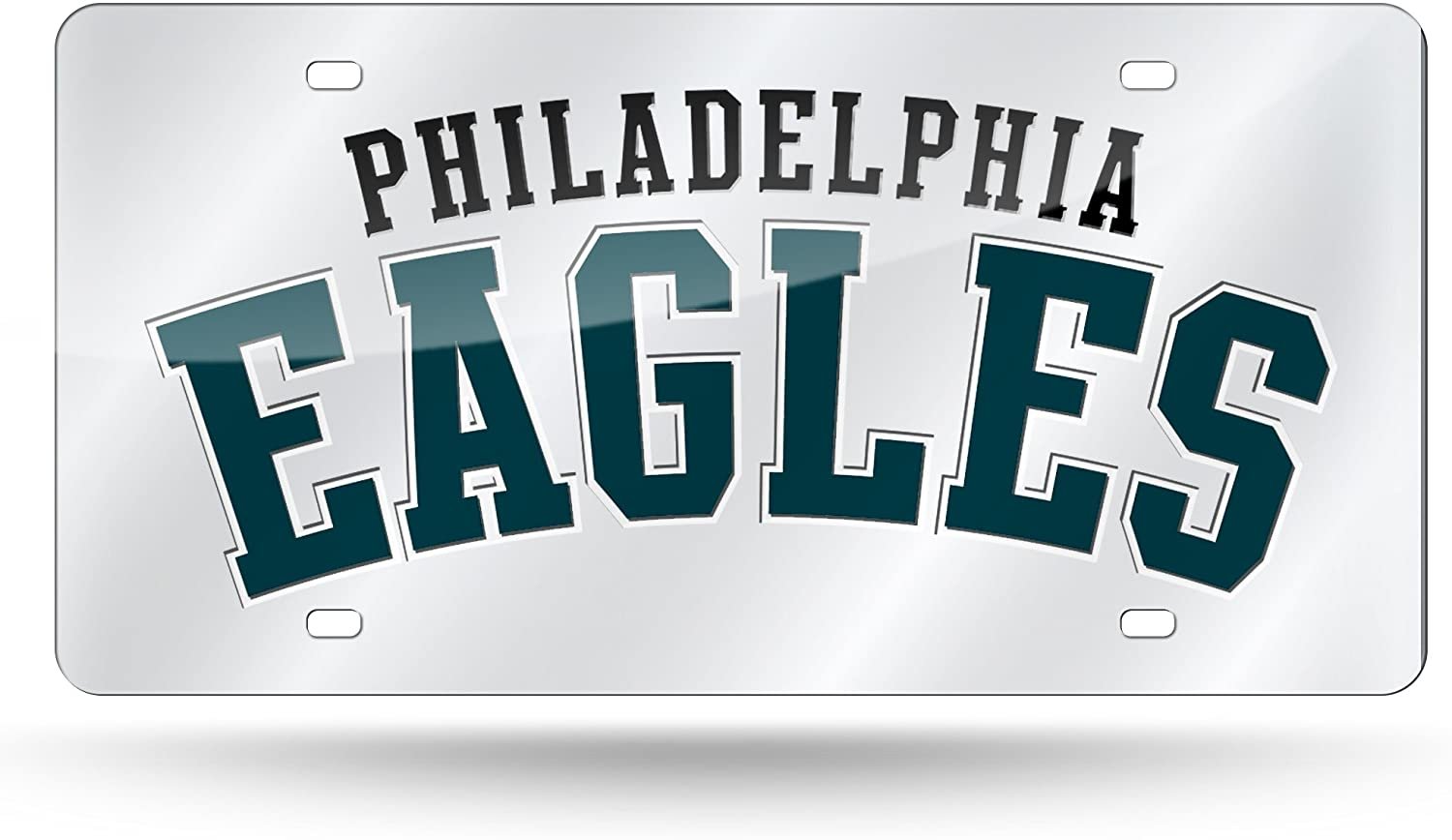 Philadelphia Eagles Premium Laser Cut Tag License Plate, Script, Mirrored Acrylic Inlaid, 12x6 Inch