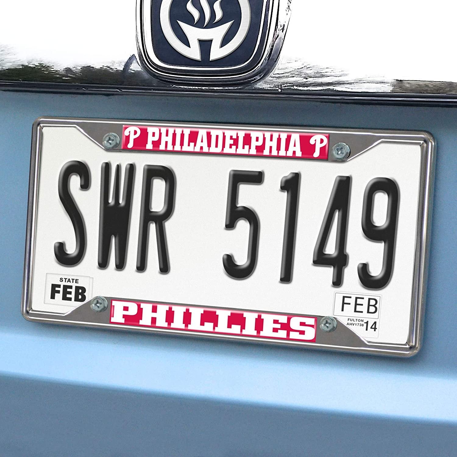 Philadelphia Phillies Metal License Plate Frame Tag Cover Chrome 6x12 Inch