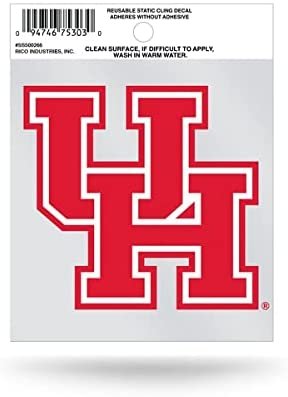 University of Houston Cougars Static Cling Decal Sticker, 3 Inch, Flat Vinyl, Peel and Stick