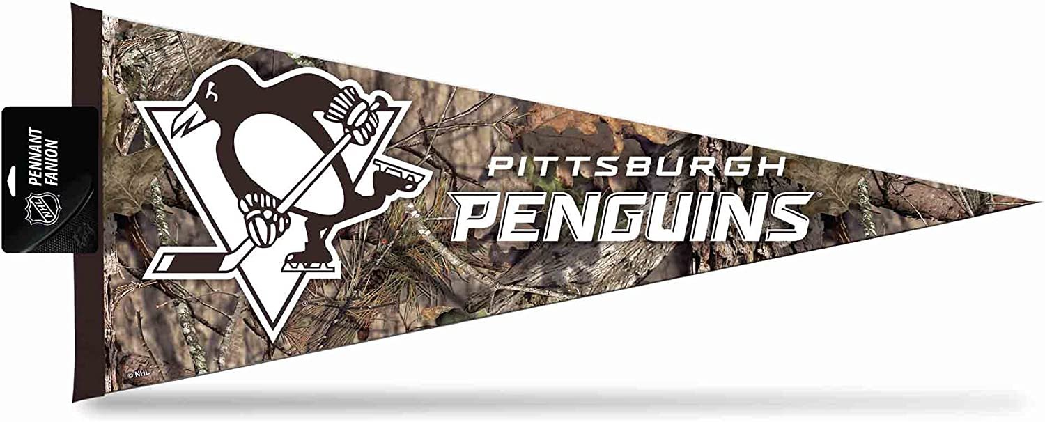 Pittsburgh Penguins Pennant Mossy Oak Camo Design Felt 12x30 Inch