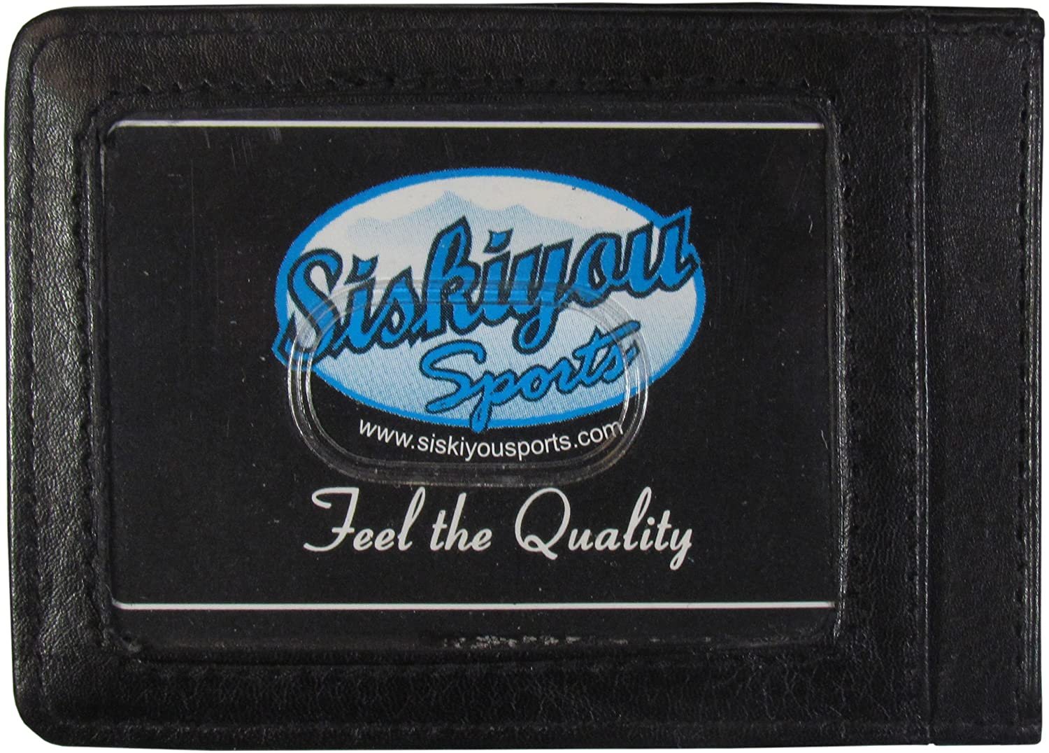 Mississippi State University Bulldogs Black Leather Wallet, Front Pocket Magnetic Money Clip, Printed Logo