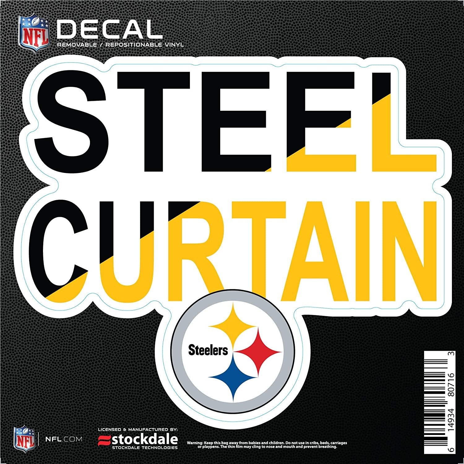Pittsburgh Steelers 6 Inch Decal Sticker, Flat Vinyl, Die Cut, Slogan Design, Full Adhesive Backing