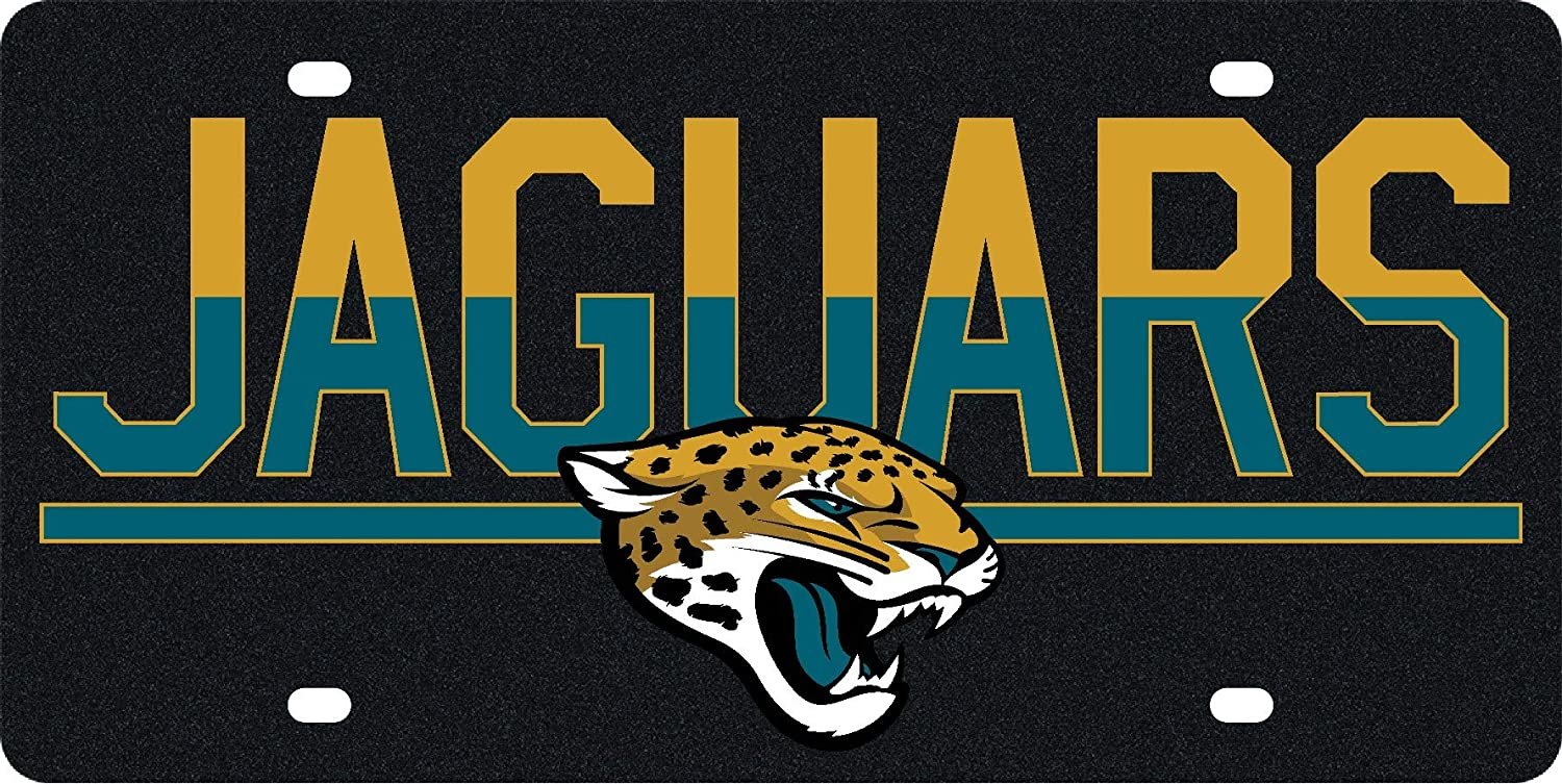 Jacksonville Jaguars Premium Laser Tag License Plate, Mirrored Acrylic Inlaid, Duo-Tone Design, 6x12 Inch