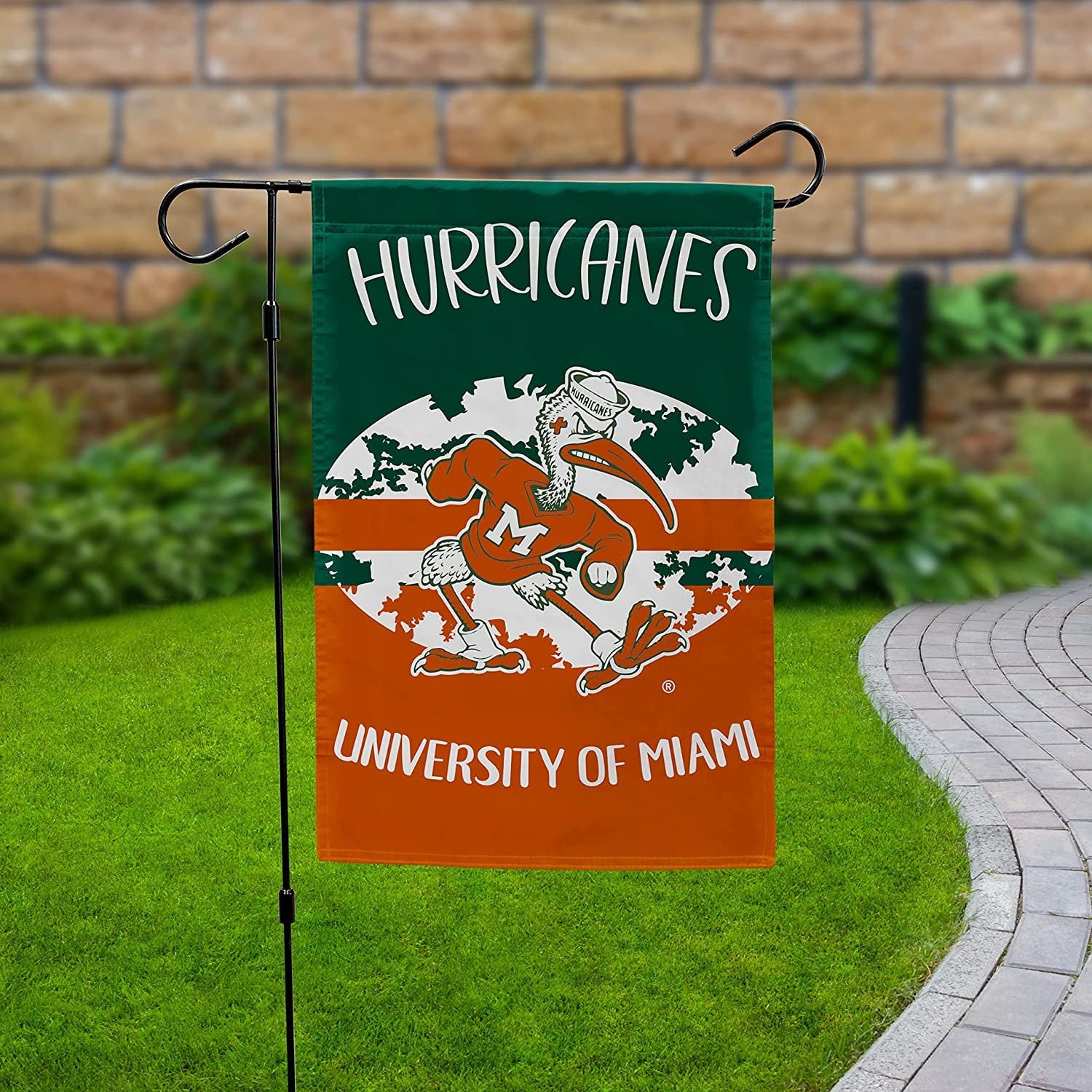 University of Miami Hurricanes Double Sided Garden Flag Banner 12x18 Inch Alternate Design