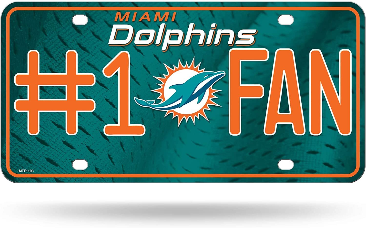 Miami Dolphins #1 Fan Metal License Plate Tag