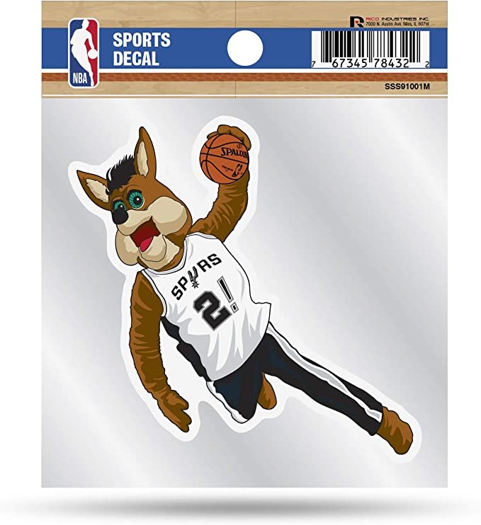 San Antonio Spurs 4x4 Inch Die Cut Decal Sticker, Mascot Logo, Clear Backing
