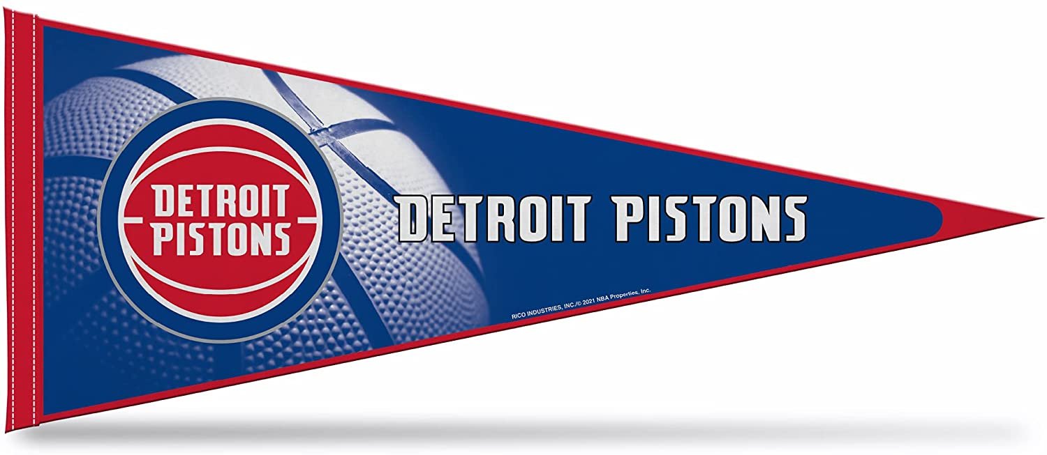 Detroit Pistons Soft Felt Pennant, Primary Design, 12x30 Inch, Easy To Hang