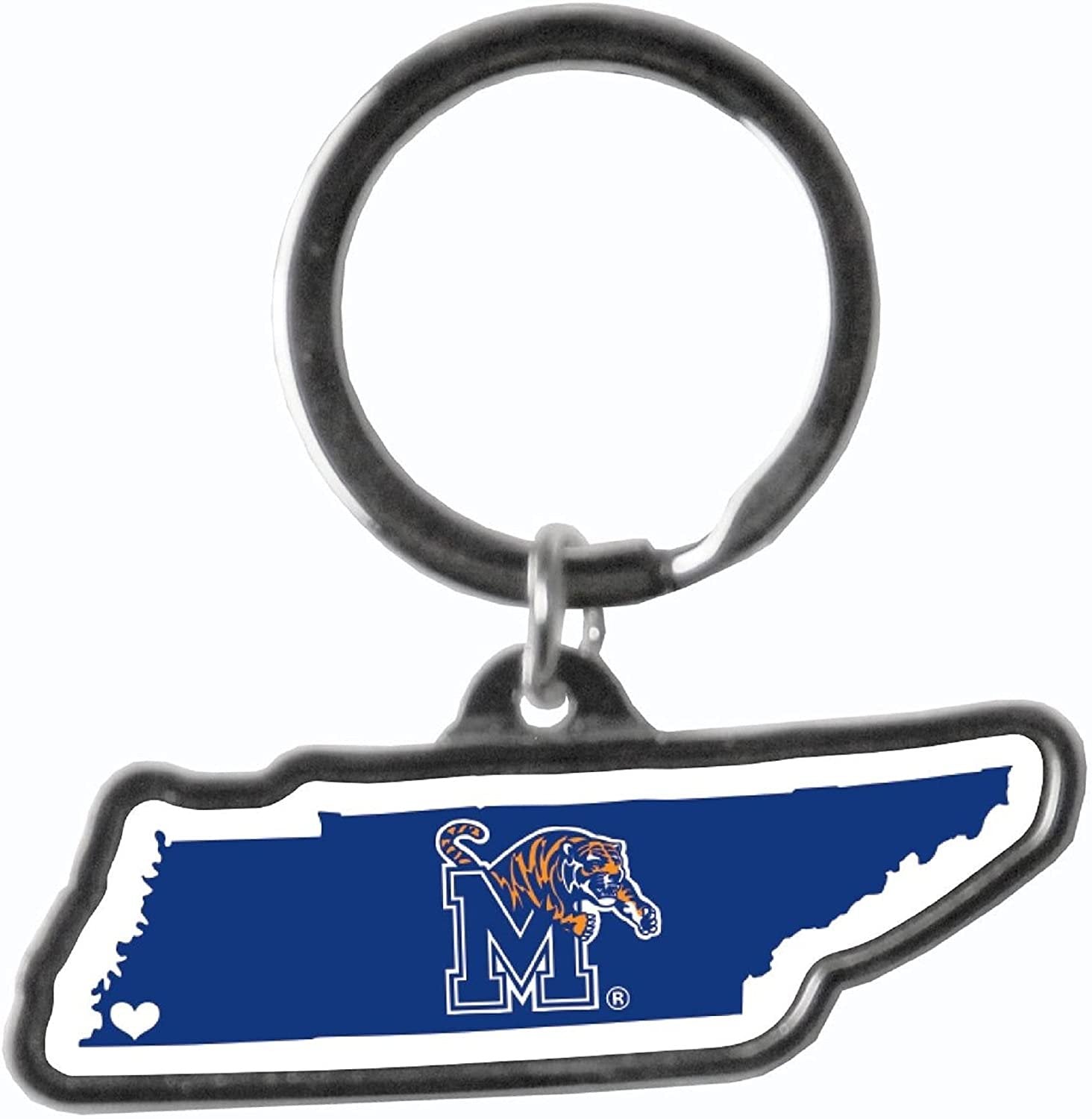 Memphis Tigers Keychain Home State Shape Premium Metal Decal Emblem University of