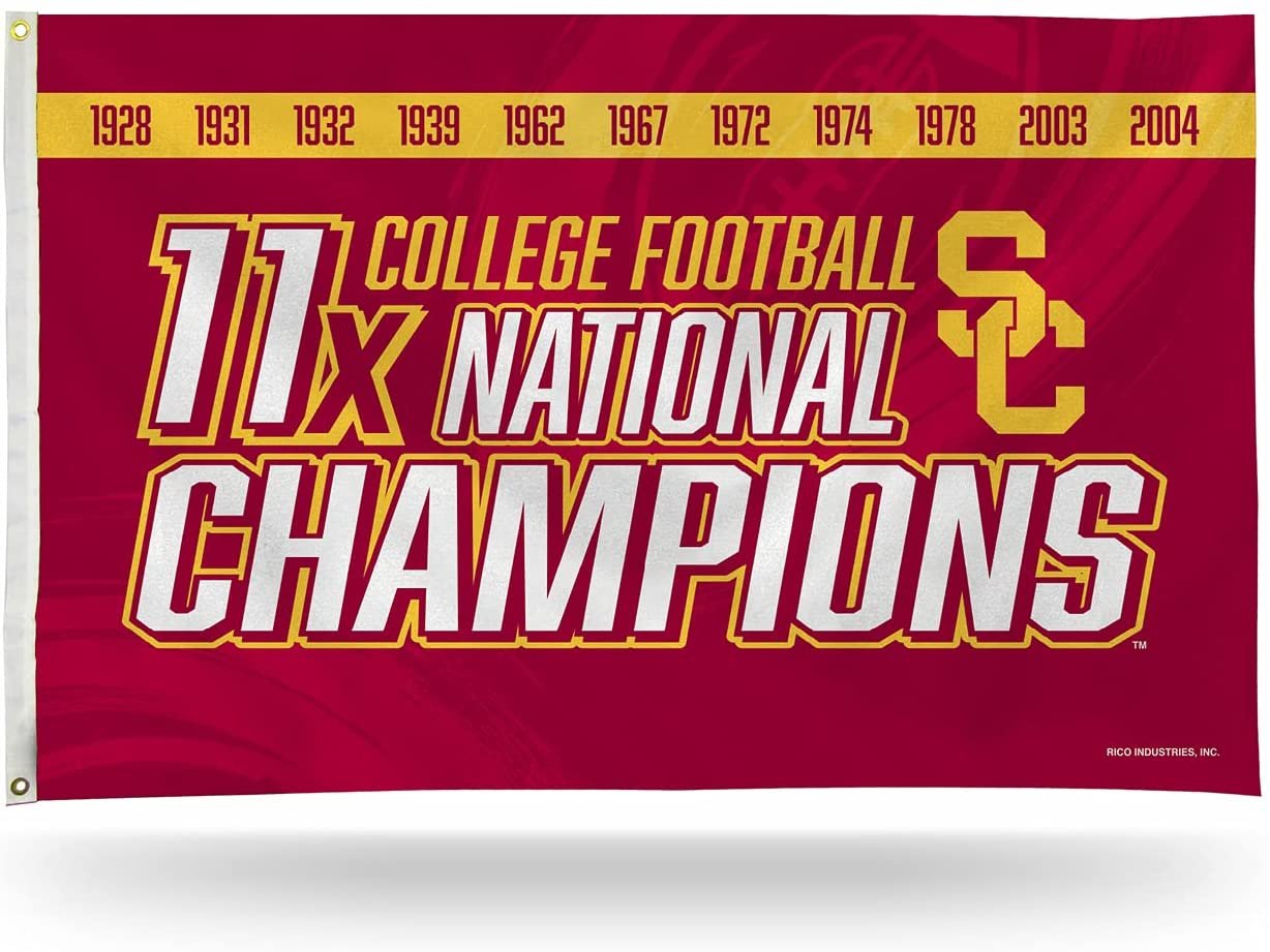 University of Southern California USC Trojans 11-Time Champions Premium 3x5 Feet Flag Banner, Logo Design, Metal Grommets, Outdoor Use, Single Sided