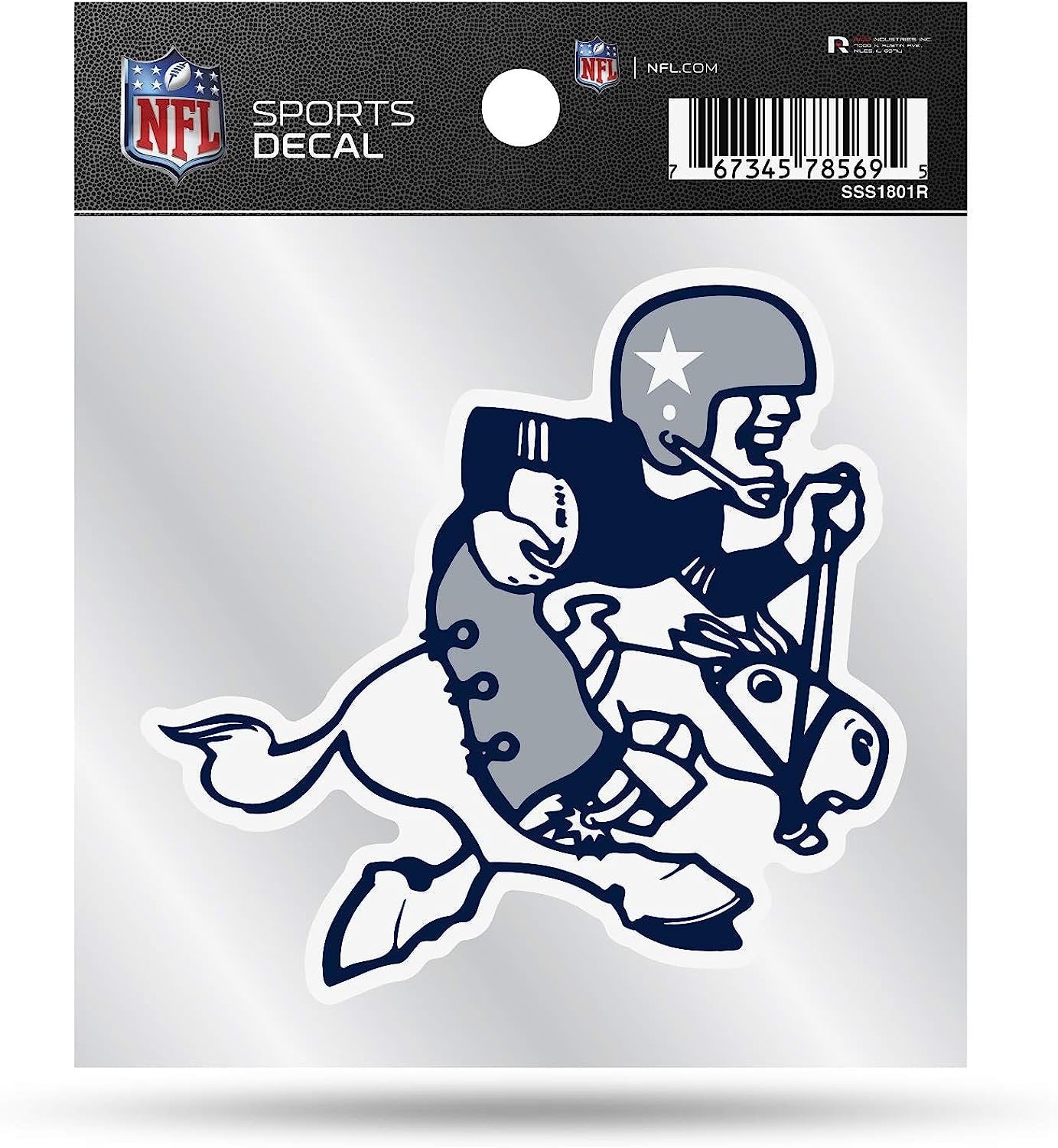Dallas Cowboys 4x4 Inch Die Cut Decal Sticker, Retro Logo, Clear Backing