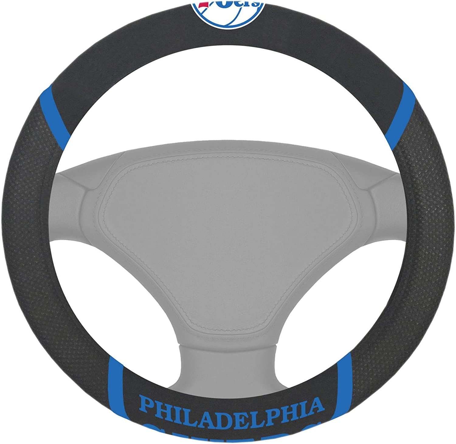 Philadelphia 76ers Premium 15 Inch Black Emroidered Steering Wheel Cover