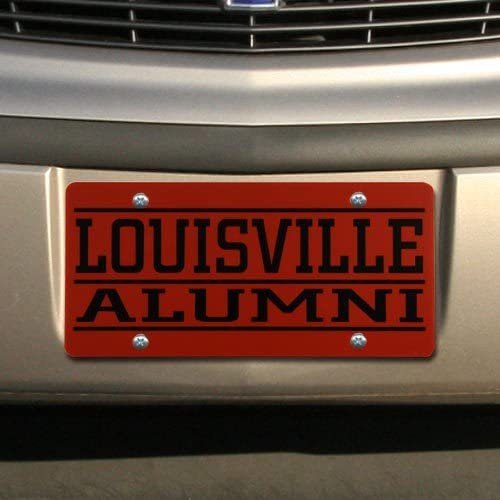 University of Louisville Cardinals Premium Laser Cut Tag License Plate, Alumni Design, Mirrored Acrylic Inlaid, 6x12 Inch