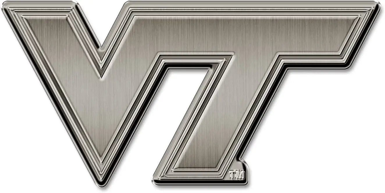 Virginia Tech Hokies Solid Metal Auto Emblem Antique Nickel for Car/Truck/SUV