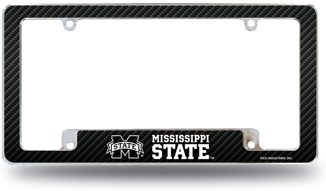 Mississippi State Bulldogs Metal License Plate Frame Tag Cover Carbon Fiber Design University