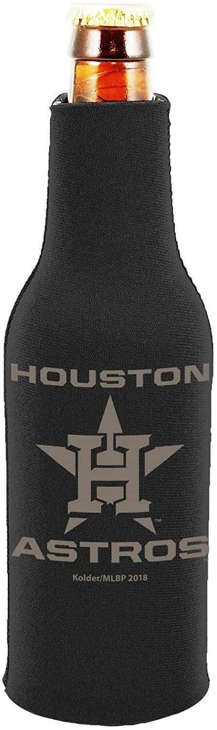 Houston Astros 2-Pack Tonal Black Design Zipper Bottle Neoprene Beverage Insulator Holder Baseball
