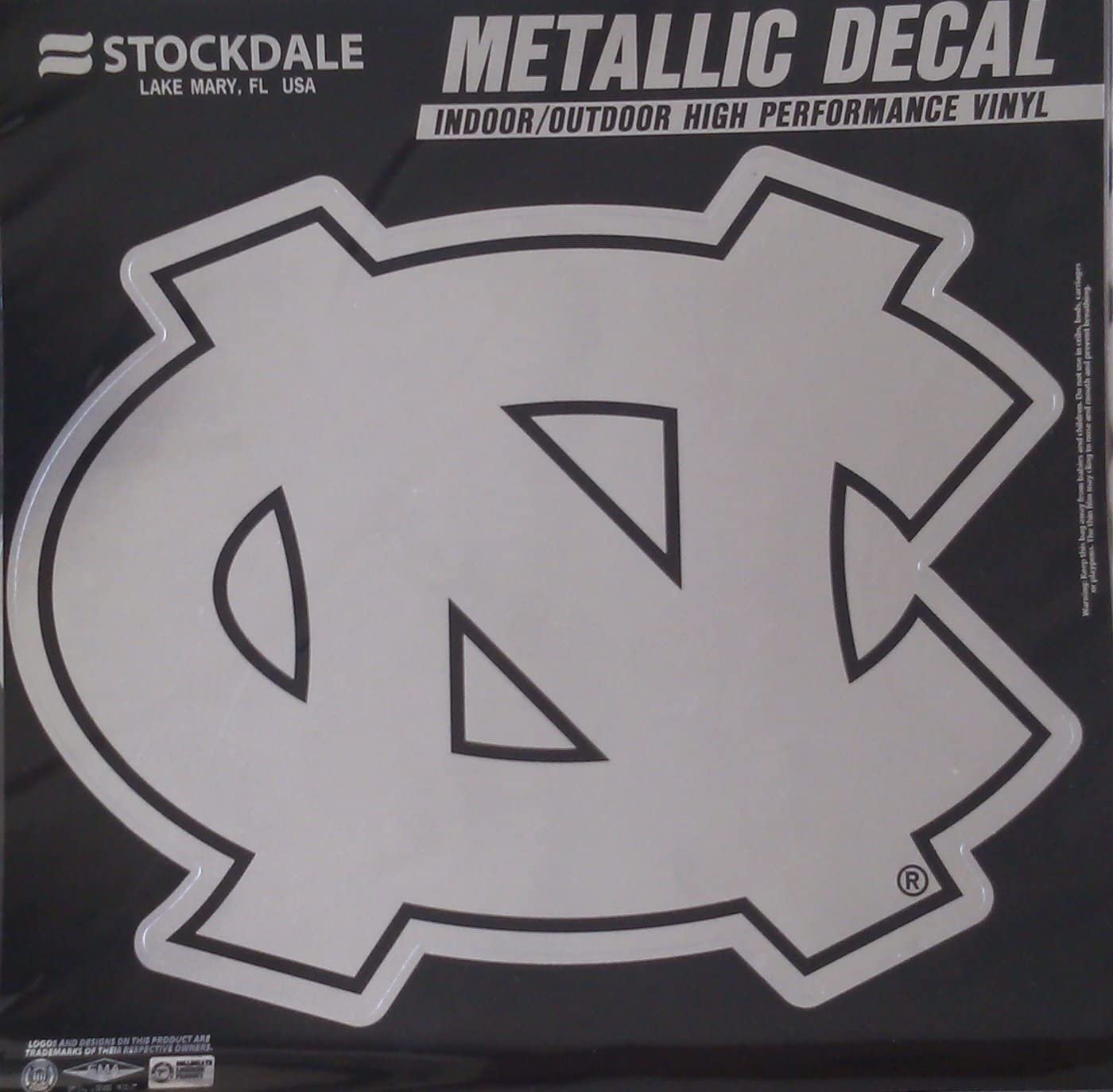 North Carolina Tar Heels 12" Large Silver Metallic Vinyl Auto Decal University Of