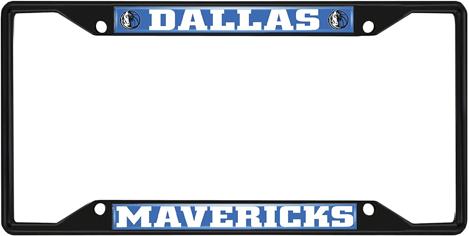 Dallas Mavericks Black Metal License Plate Frame Tag Cover, 6x12 Inch