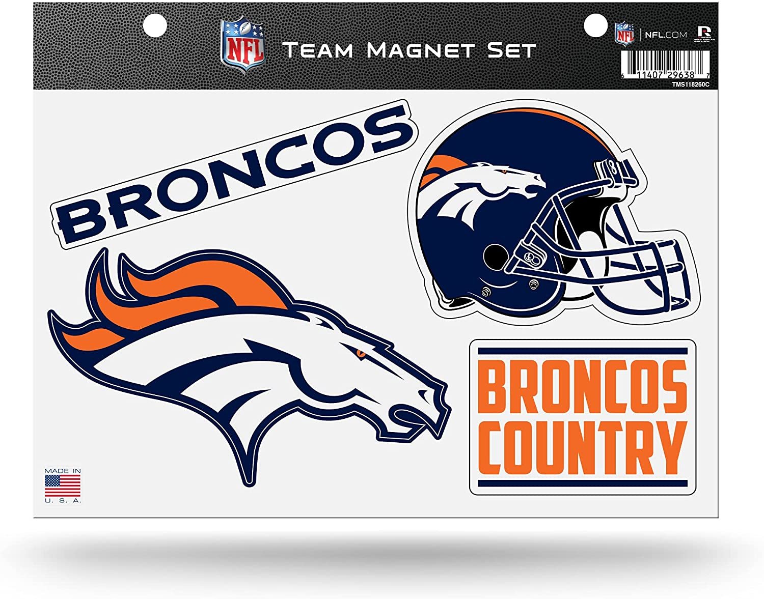 Denver Broncos Team Multi Magnet Set, 8.5x11 Inch Sheet, Die Cut, Auto Home