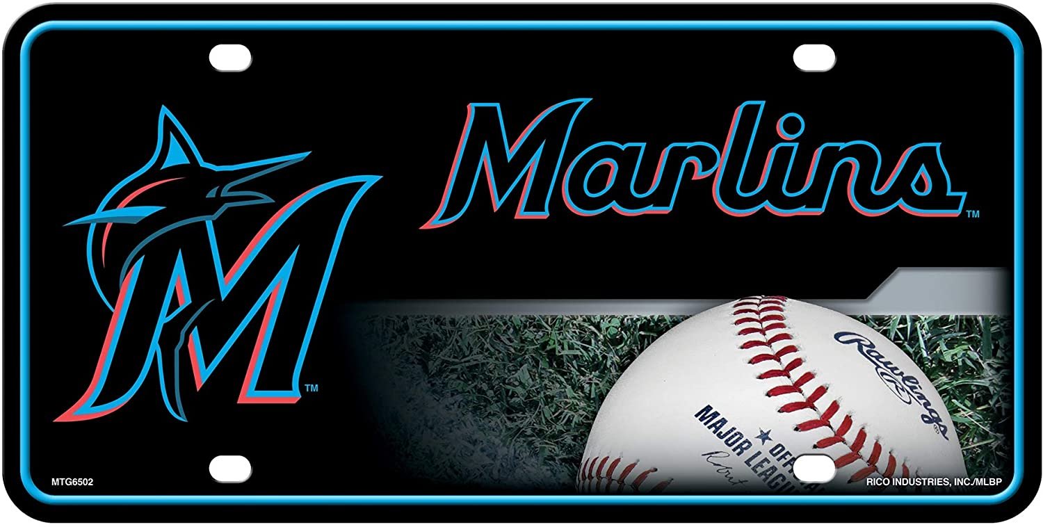 Miami Marlins Metal Auto Tag License Plate, Field Design, 6x12 Inch