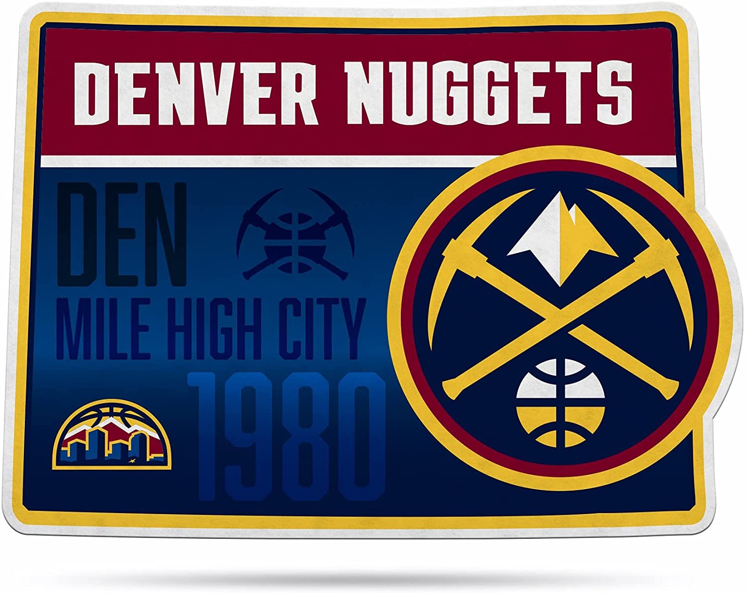 Denver Nuggets Soft Felt Pennant, State Design, Shape Cut, 18 Inch, Easy To Hang