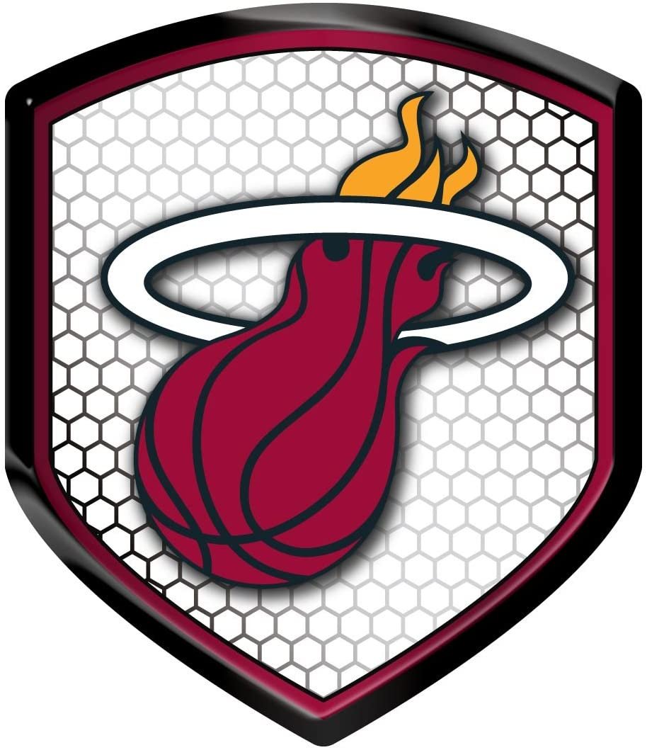 Miami Heat High Intensity Reflector, Shield Shape, Raised Decal Sticker, 2.5x3.5 Inch, Home or Auto, Full Adhesive Backing