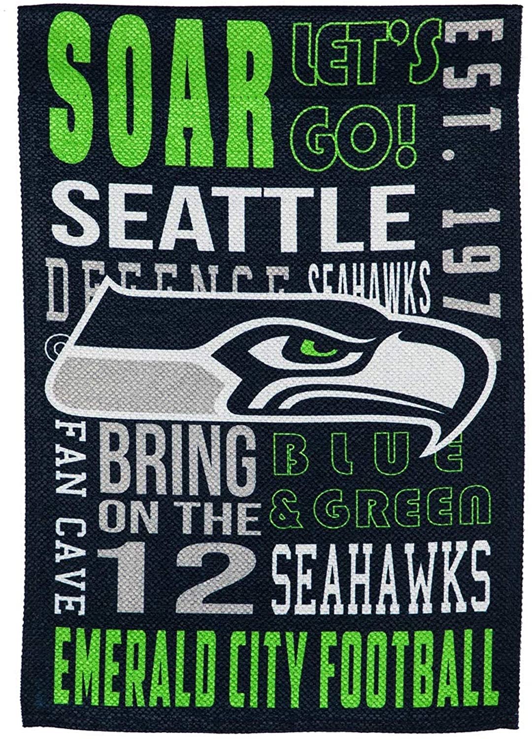 Seattle Seahawks Banner Flag Fan Rules Design Premium 2-Sided 28x44 Outdoor House Football