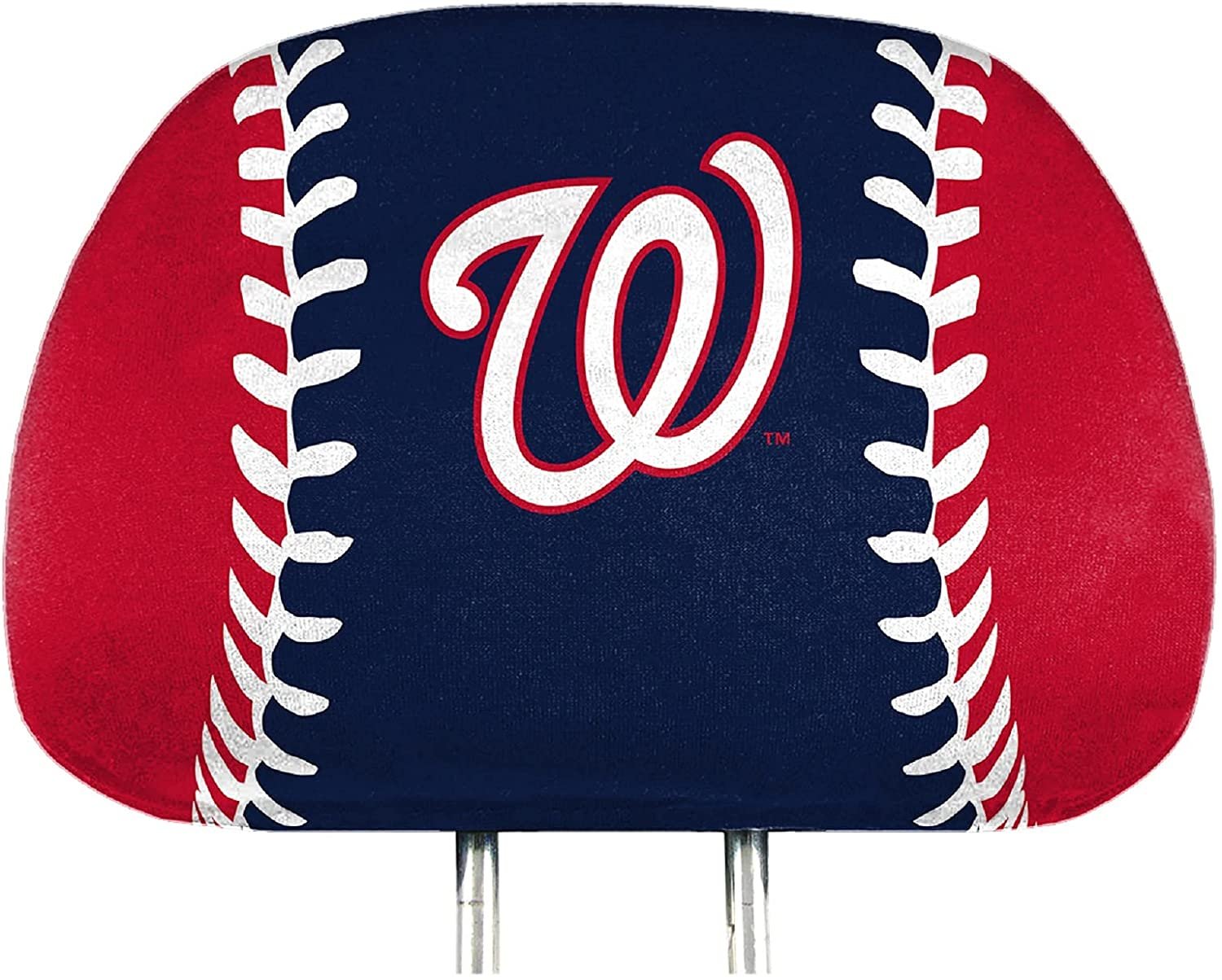 Washington Nationals Pair of Premium Auto Head Rest Covers, Full Color Printed, Elastic, 14x10 Inch