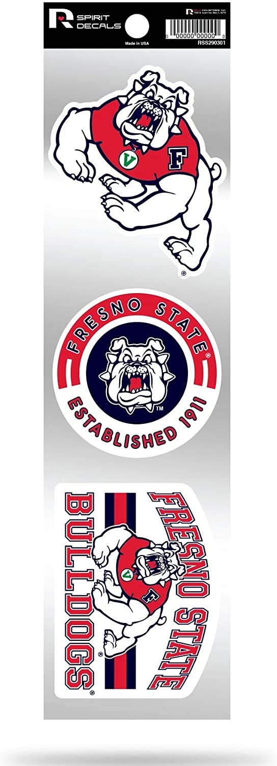 Fresno State Bulldogs Triple Retro Throwback Spirit Decals Flat Vinyl Auto Home Sticker Sheet University of