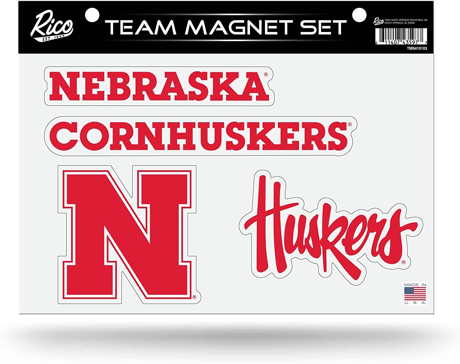 University of Nebraska Cornhuskers Multi Magnet Set 8.5x11 Inch Sheet Die Cut Auto Home