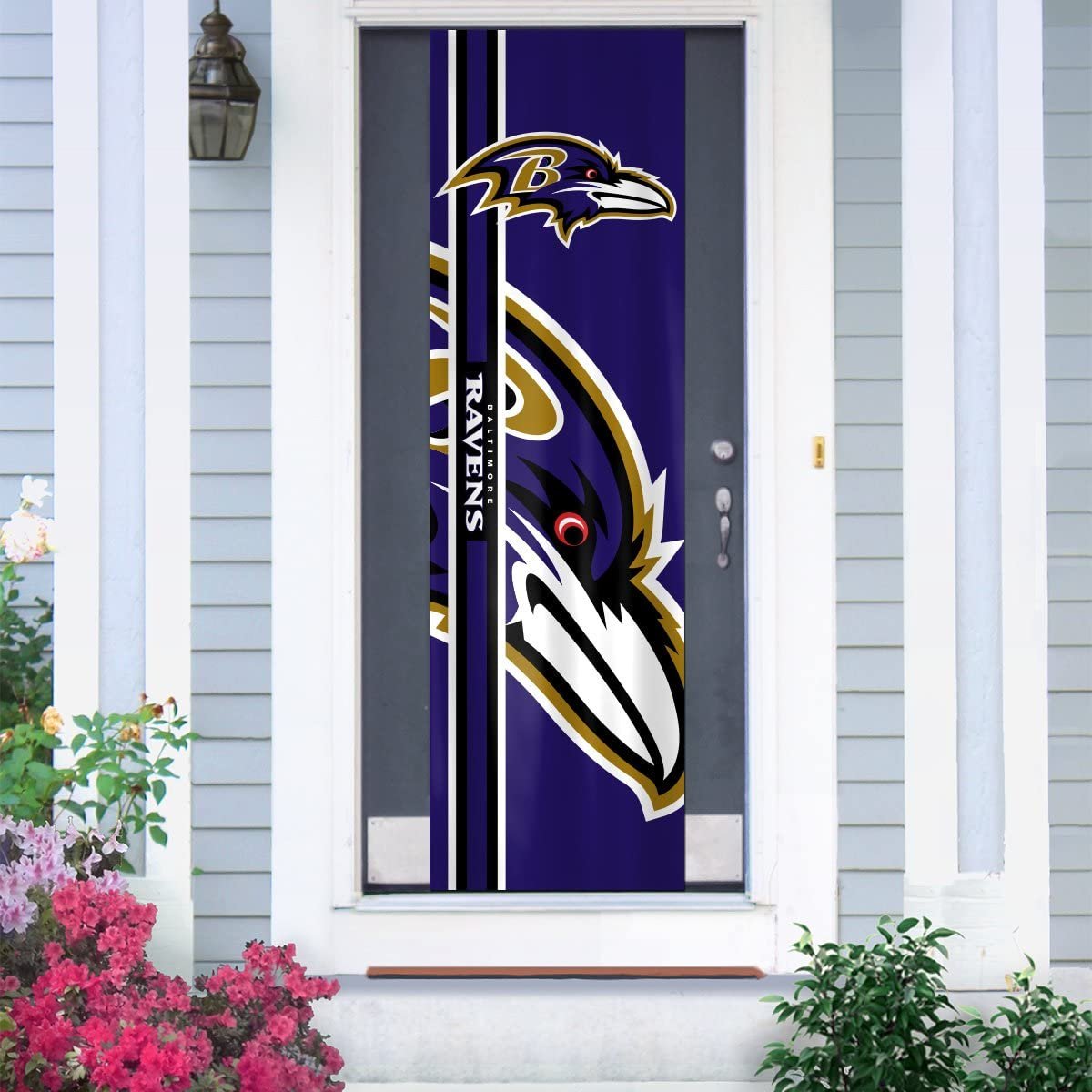 Baltimore Ravens Door Banner Flag, 84 x 24 Inch, Elastic Straps on Back, House or Office