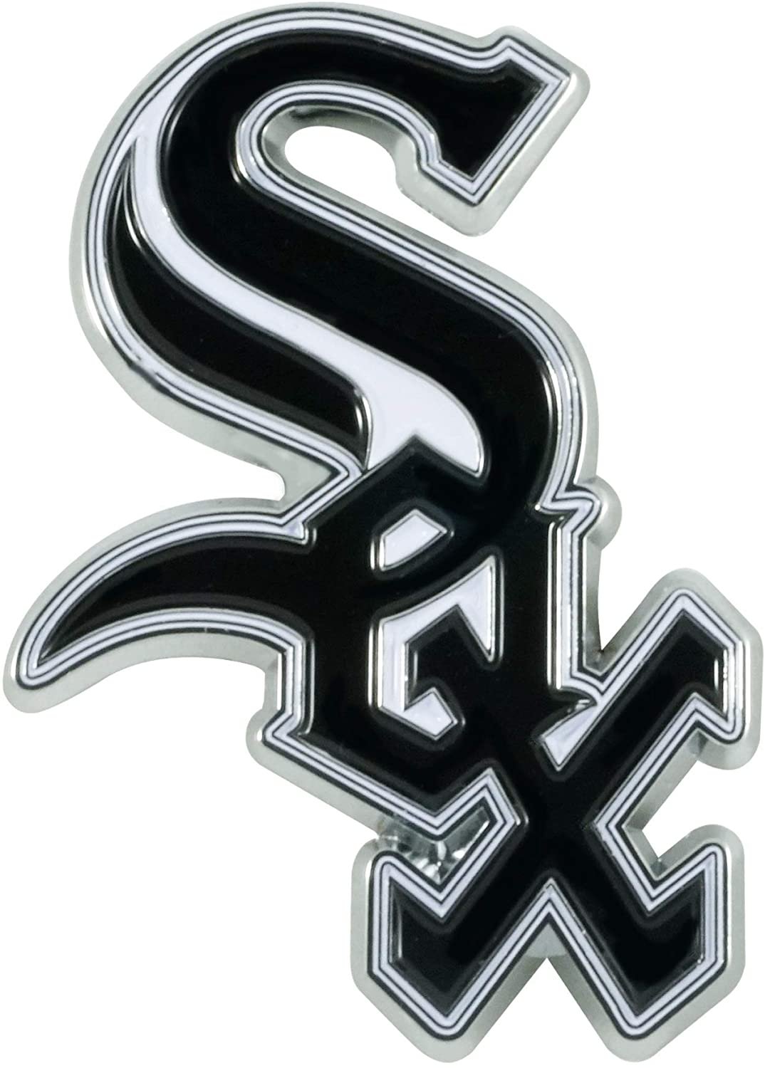 Chicago White Sox Solid Metal Color Auto Emblem Raised Decal Adhesive Tape Backing