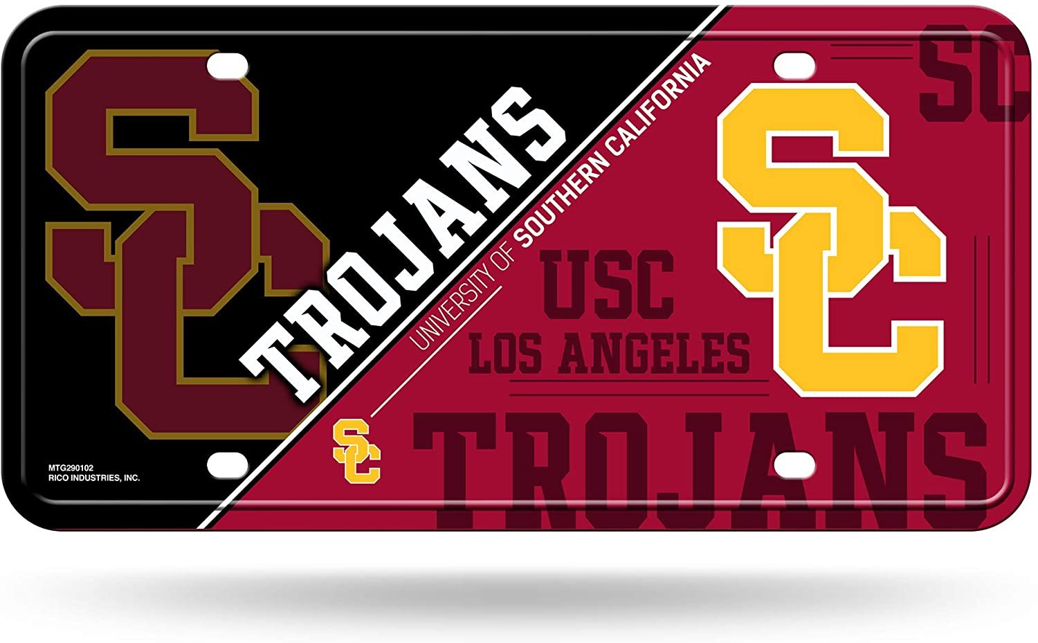University of Southern California USC Trojans Metal Auto Tag License Plate, Split Design, 6x12 Inch