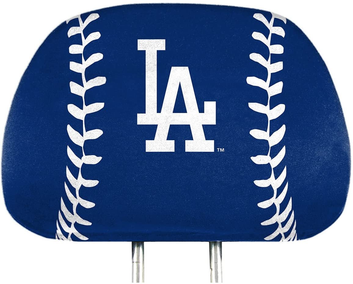Los Angeles Dodgers Premium Pair of Auto Head Rest Covers, Full Color Printed, Elastic, 10x14 Inch
