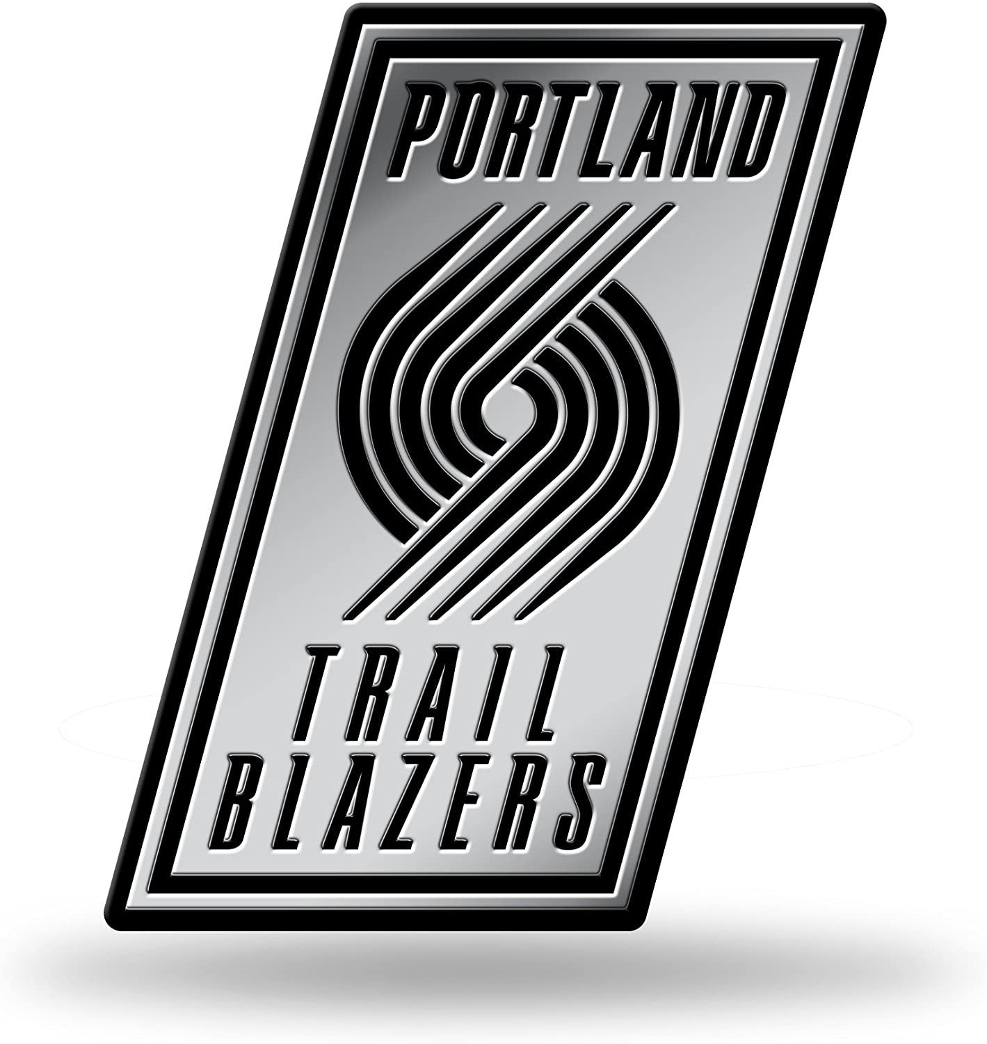 Portland Trail Blazers Silver Chrome Color Auto Emblem, Raised Molded Plastic, 3.5 Inch, Adhesive Tape Backing