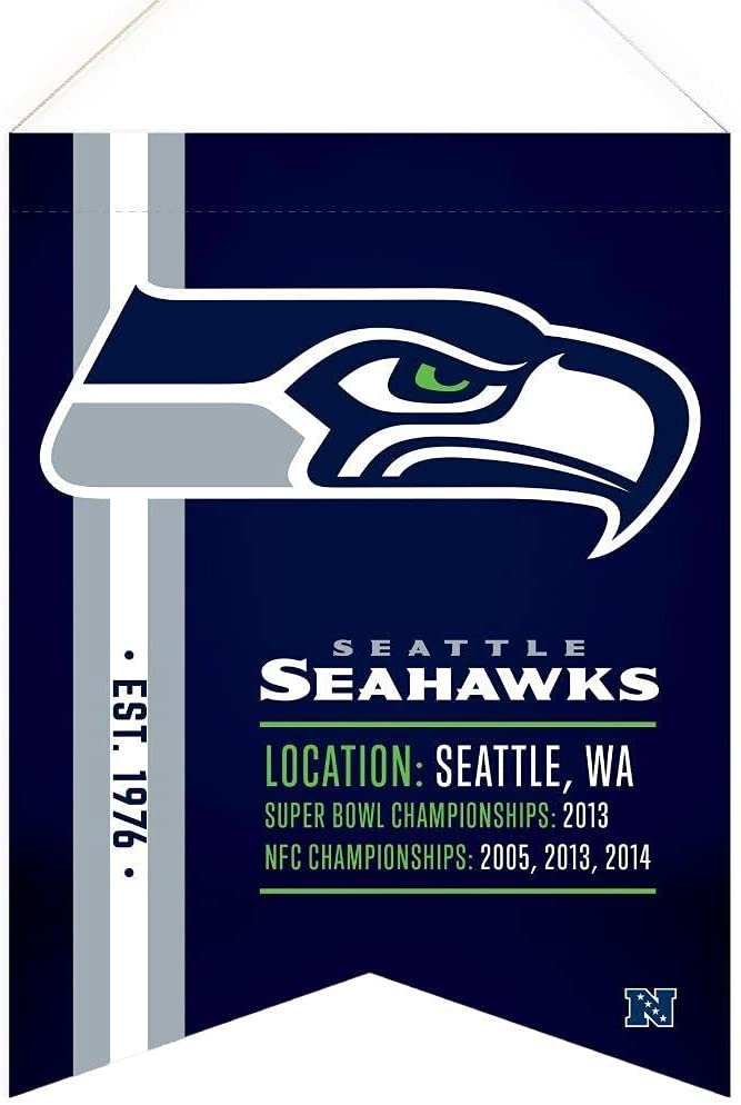 Seattle Seahawks 18 x 24 Inch Scroll Flag Banner Premium Quality Soft Felt