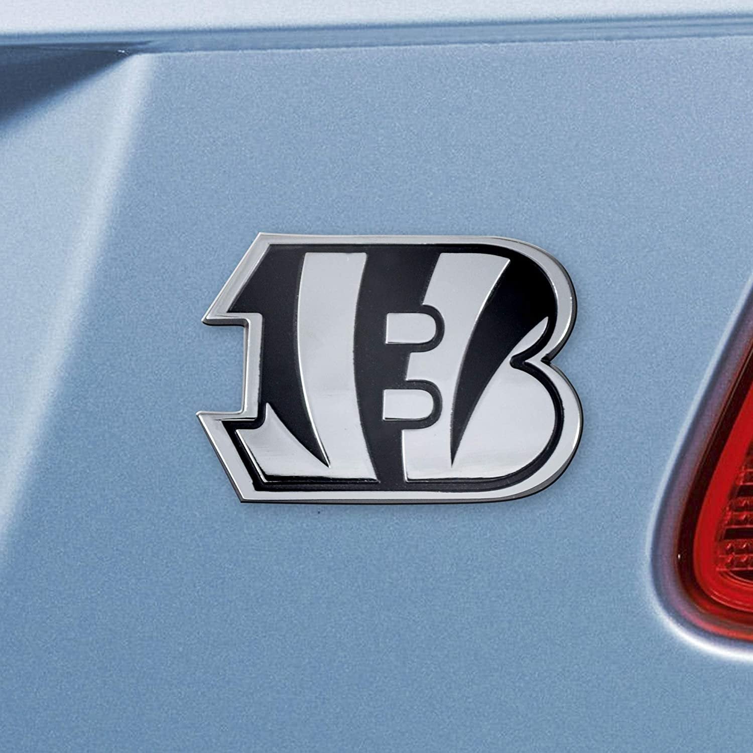 Cincinnati Bengals Premium Solid Metal Raised Auto Emblem, B Logo, Shape Cut, Adhesive Backing