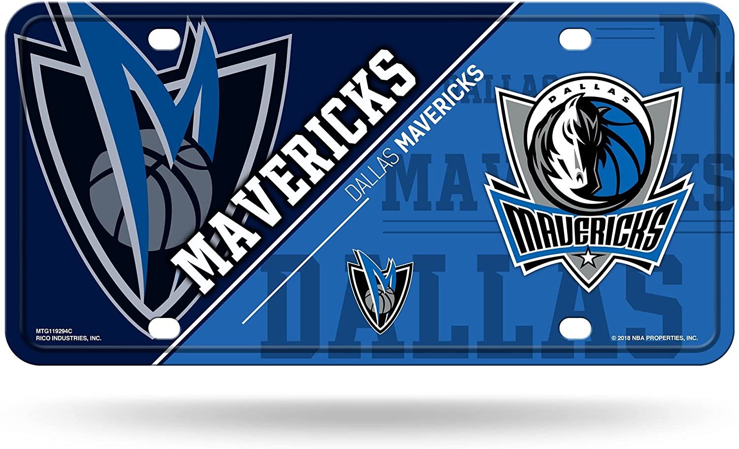 Dallas Mavericks Metal Auto Tag License Plate, Split Design, 6x12 Inch