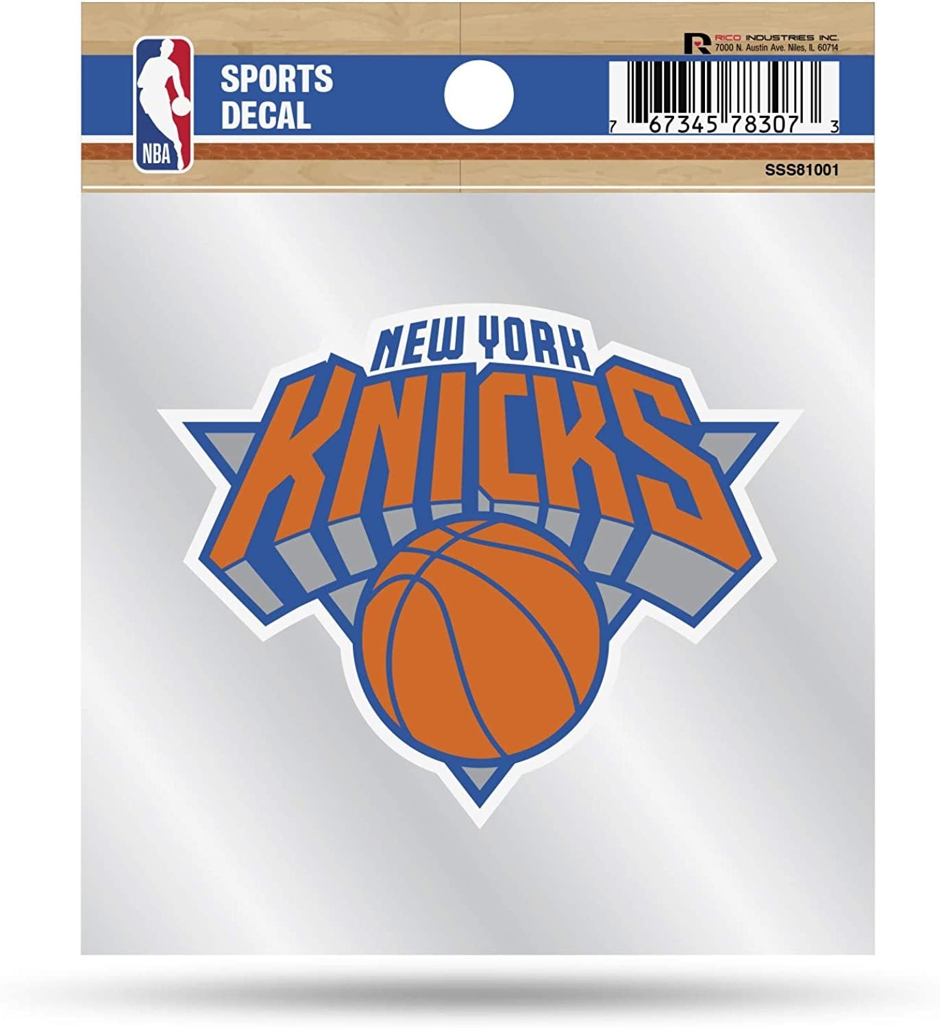 New York Knicks 4x4 Inch Die Cut Decal Sticker, Primary Logo, Clear Backing