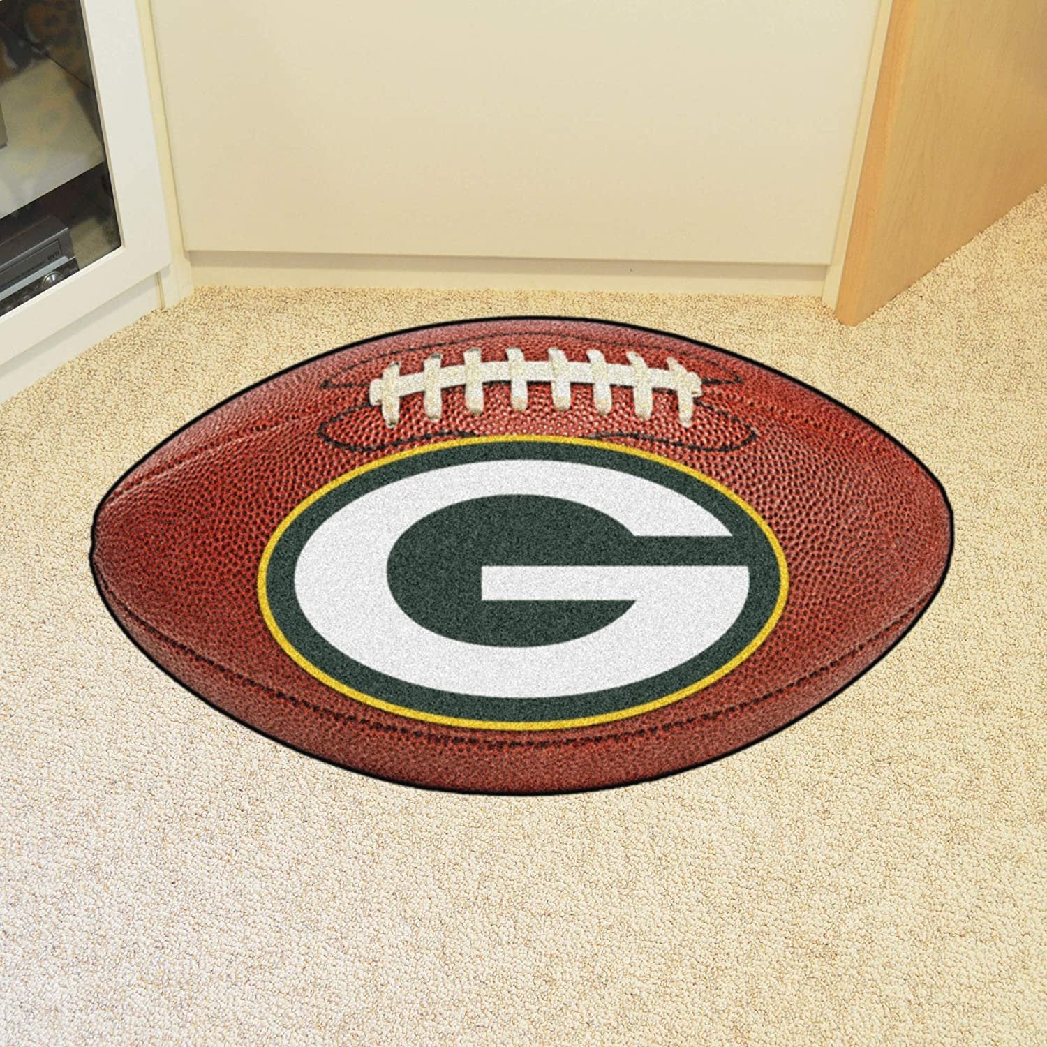 Green Bay Packers Floor Mat Area Rug, 20x32 Inch, Non-Skid Backing, Football Design