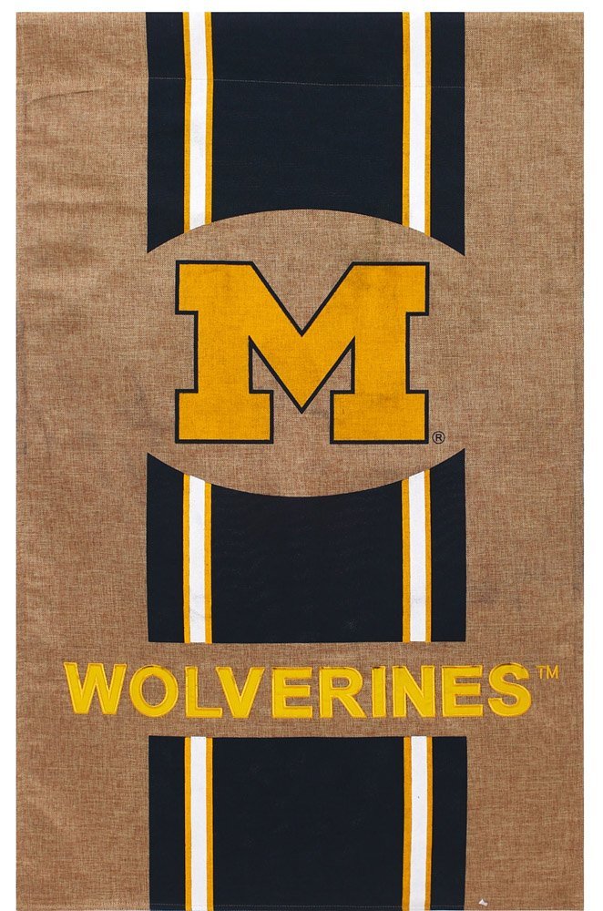 University Of Michigan Wolverines Premium 2-Sided Banner Flag, Burlap Design, 28x44 Inch