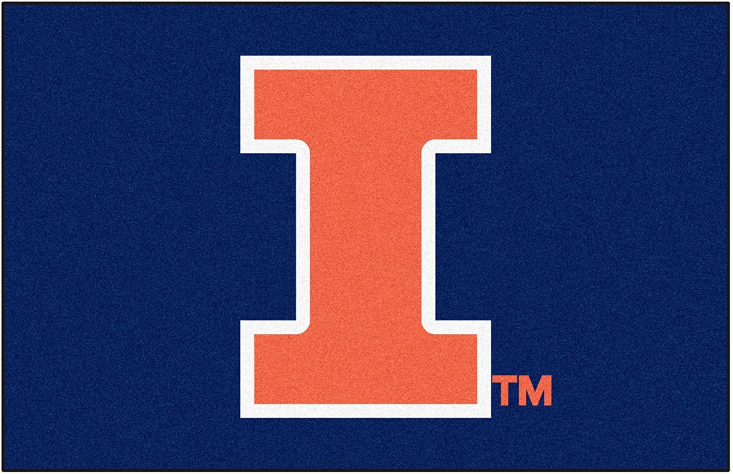 University of Illinois Fighting Illini Floor Mat Area Rug, 20x30 Inch, Nylon, Anti-Skid Backing