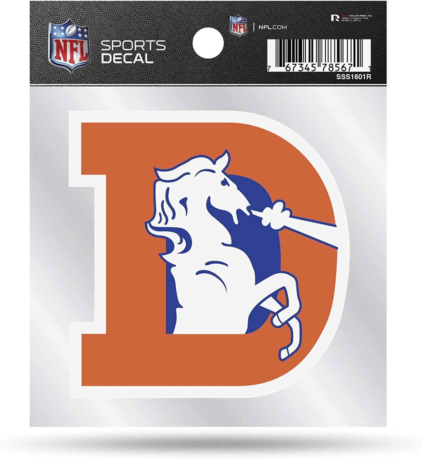 Denver Broncos 4x4 Inch Die Cut Decal Sticker, Retro Logo, Clear Backing